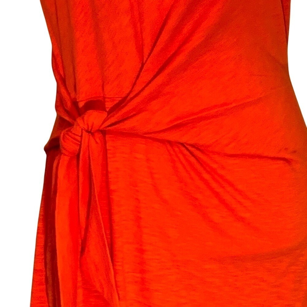Talbots Orange Cotton Slub Side Tie Knot Sheath Dress PL Minimalist Coastal - Picture 5 of 8